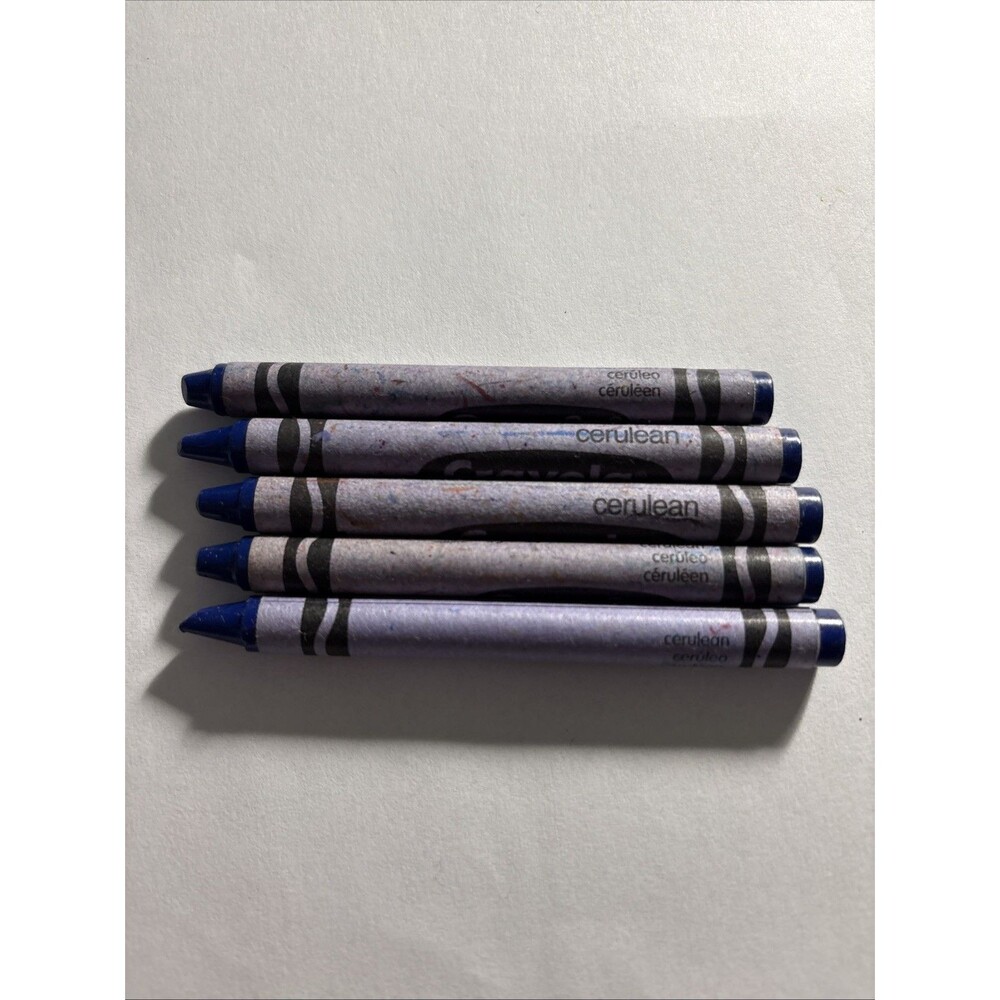 Crayola Crayons Cerulean Blue Lot of 5 Retired Color None Broken